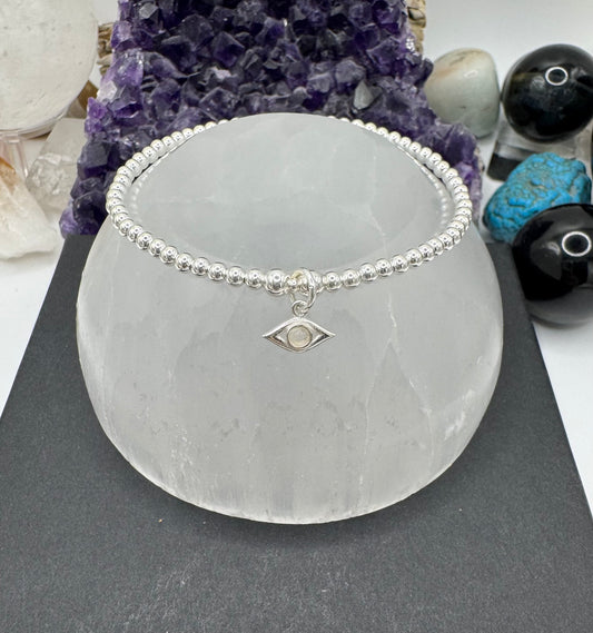 STERLING SILVER EYE BRACELET WITH MOONSTONE