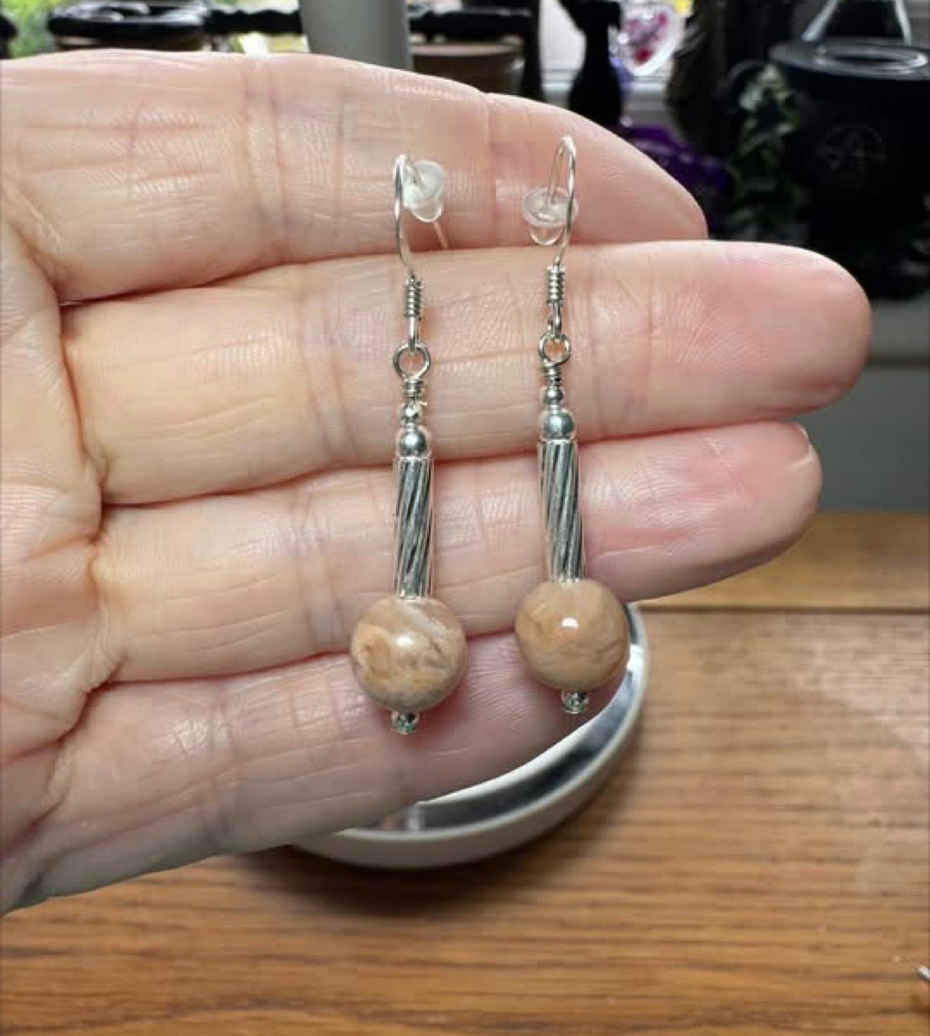 PEACH MOONSTONE EARRINGS