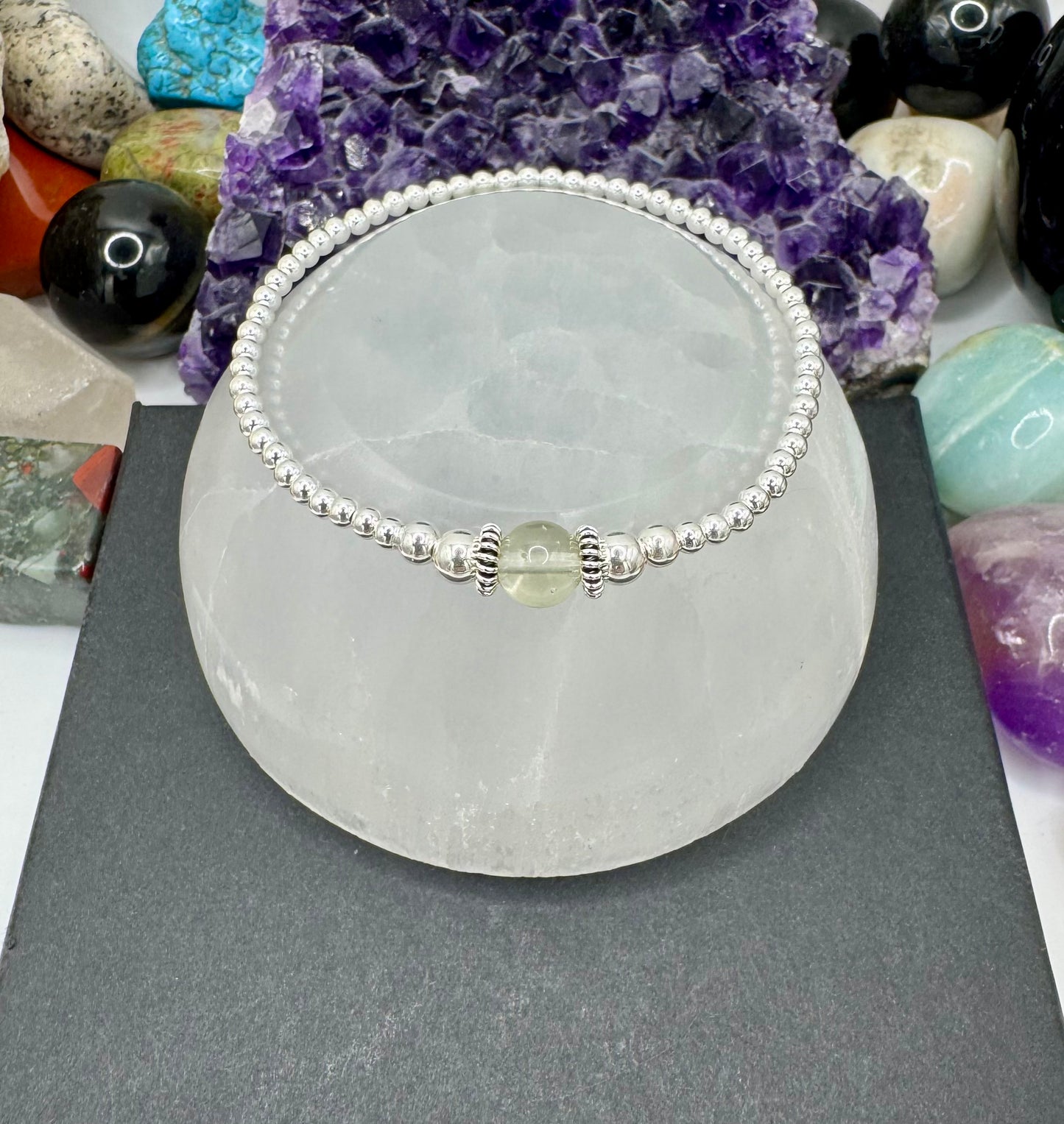 LIBYAN DESERT GLASS AND STERLING SILVER BRACELET