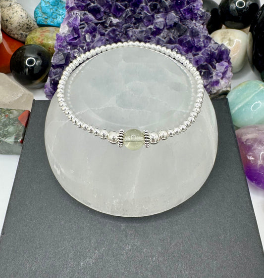 LIBYAN DESERT GLASS AND STERLING SILVER BRACELET