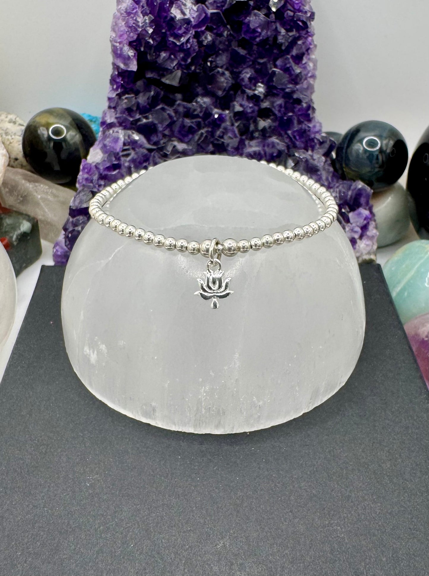 STERLING SILVER LOTUS FLOWER BRACELET