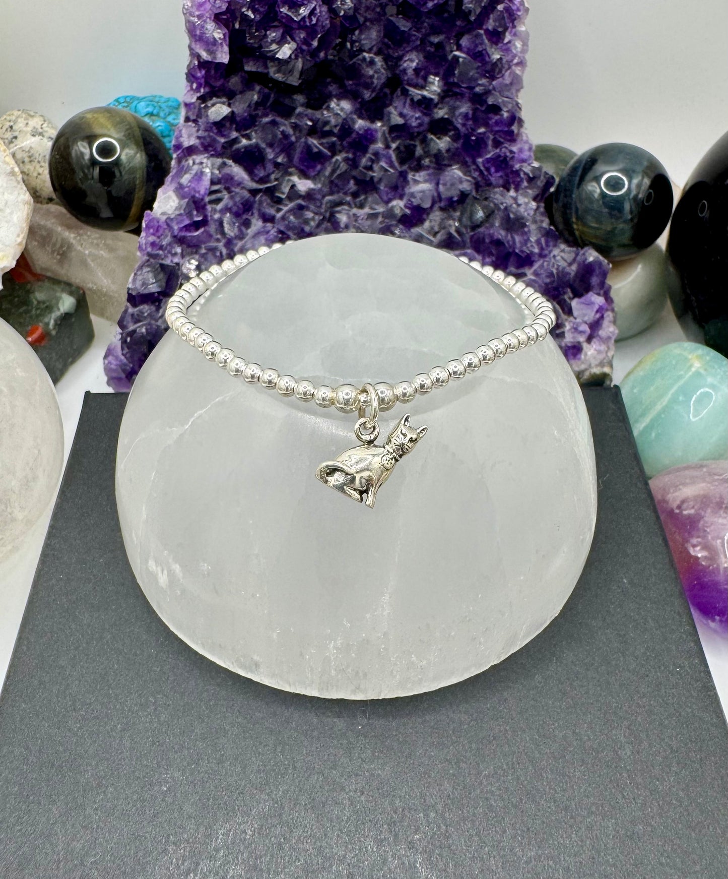 STERLING SILVER WITCHES CAT BRACELET