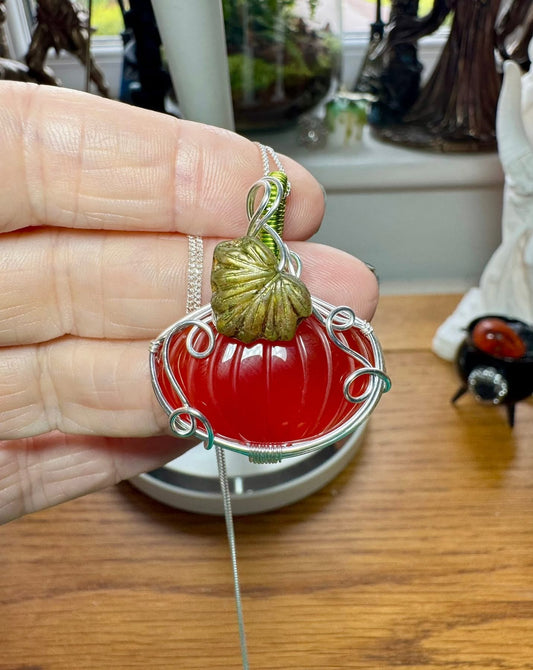 RED ONYX PUMPKIN NECKLACE