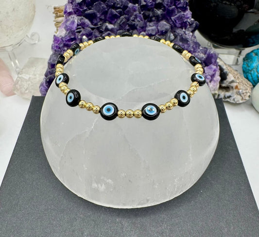 YELLOW GOLD EVIL EYE BRACELET