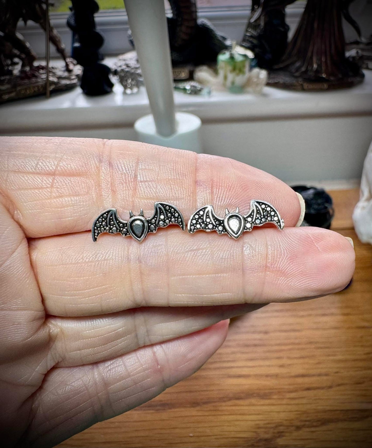 STERLING SILVER BAT EARRINGS