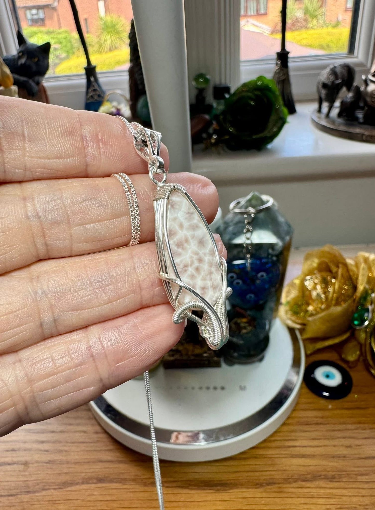 NATROLITE NECKLACE. AKA PINK LARIMAR