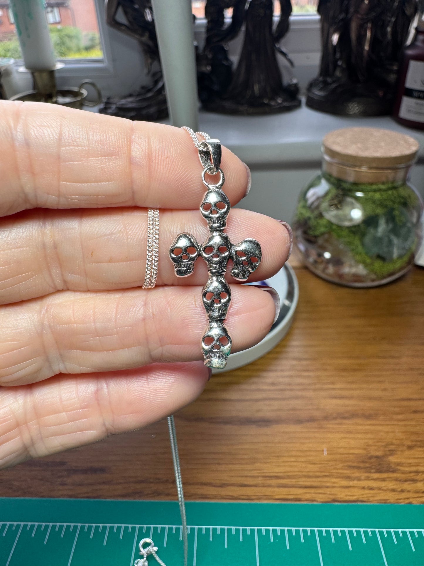 STERLING SILVER SKULL CROSS NECKLACE