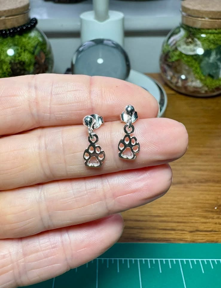 STERLING SILVER PAW DROP STUDS