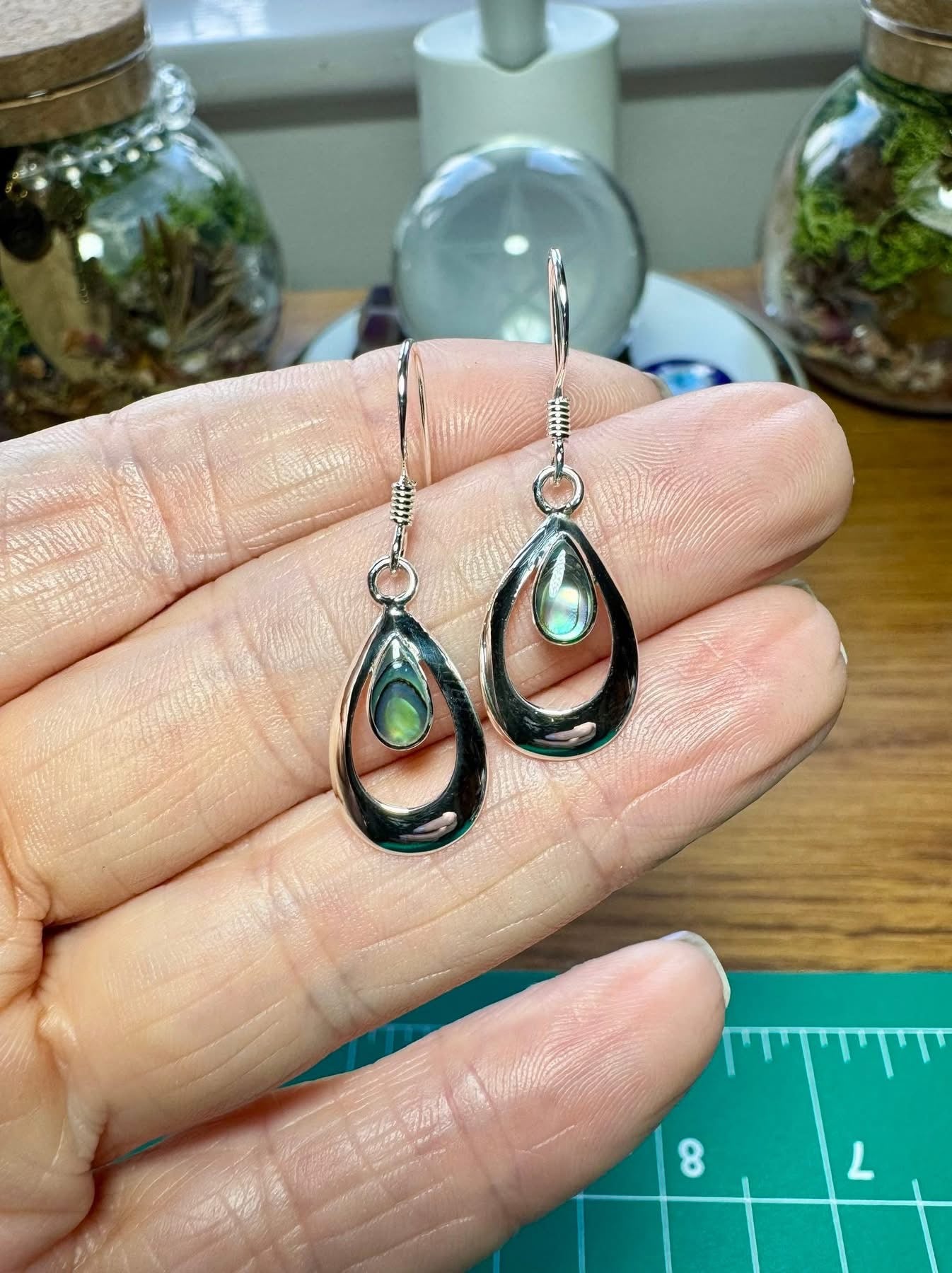 ABALONE SHELL & STERLING SILVER DROP EARRINGS