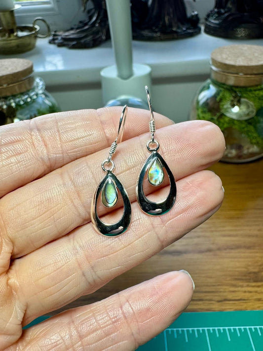 ABALONE SHELL STERLING SILVER DROP EARRINGS