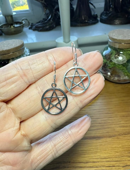 STERLING SILVER PENTACLE EARRINGS
