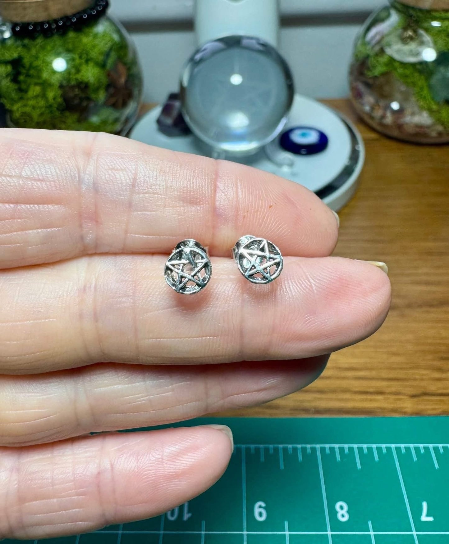 STERLING SILVER PENTACLE STUDS