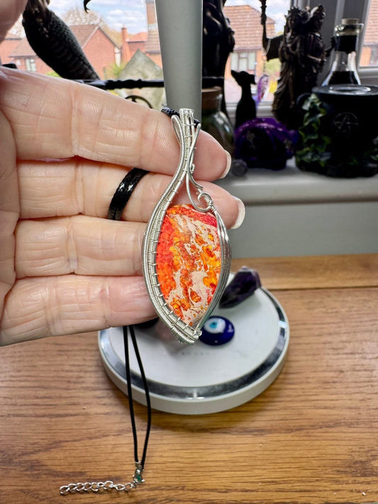 ORANGE SEA SEDIMENT JASPER PENDANT