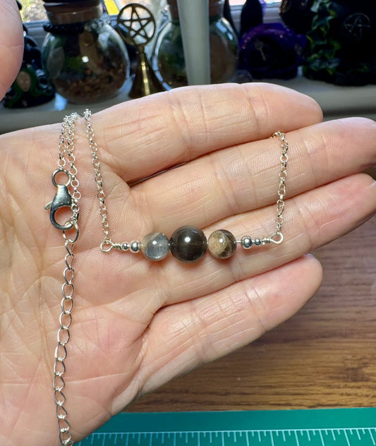 BLACK MOONSTONE ‘FIDDLE’ NECKLACE