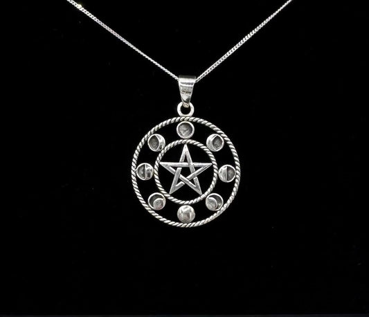 MOON PHASE PENTACLE NECKLACE