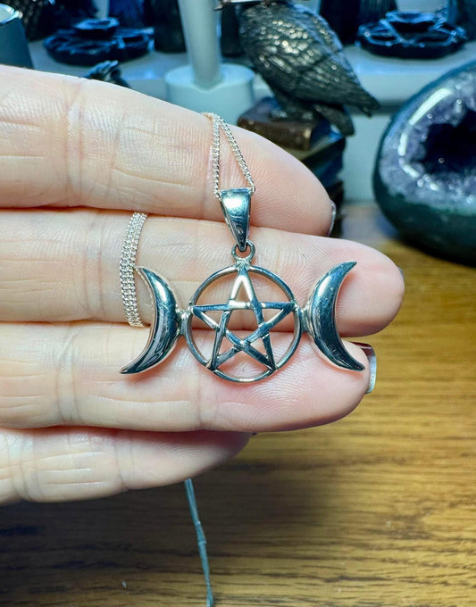 TRIPLE MOON PENTACLE NECKLACE