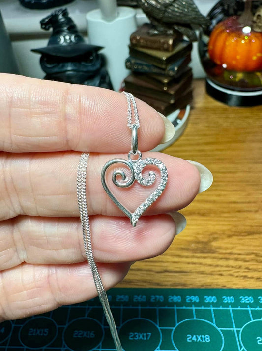 SWIRLED HEART NECKLACE WITH CUBIC ZIRCONIA