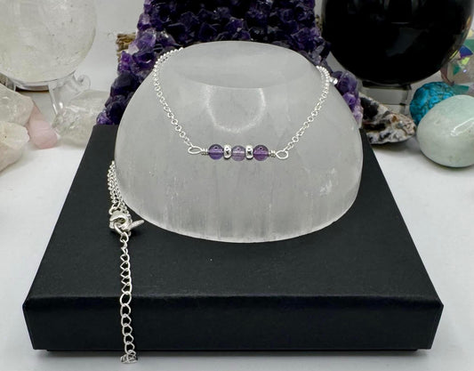 AMETHYST BEAD BAR NECKLACE