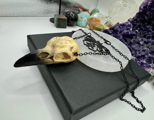 RESIN RAVEN SKULL NECKLACE