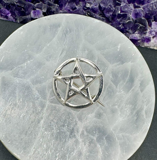 STERLING SILVER PENTACLE BROOCH