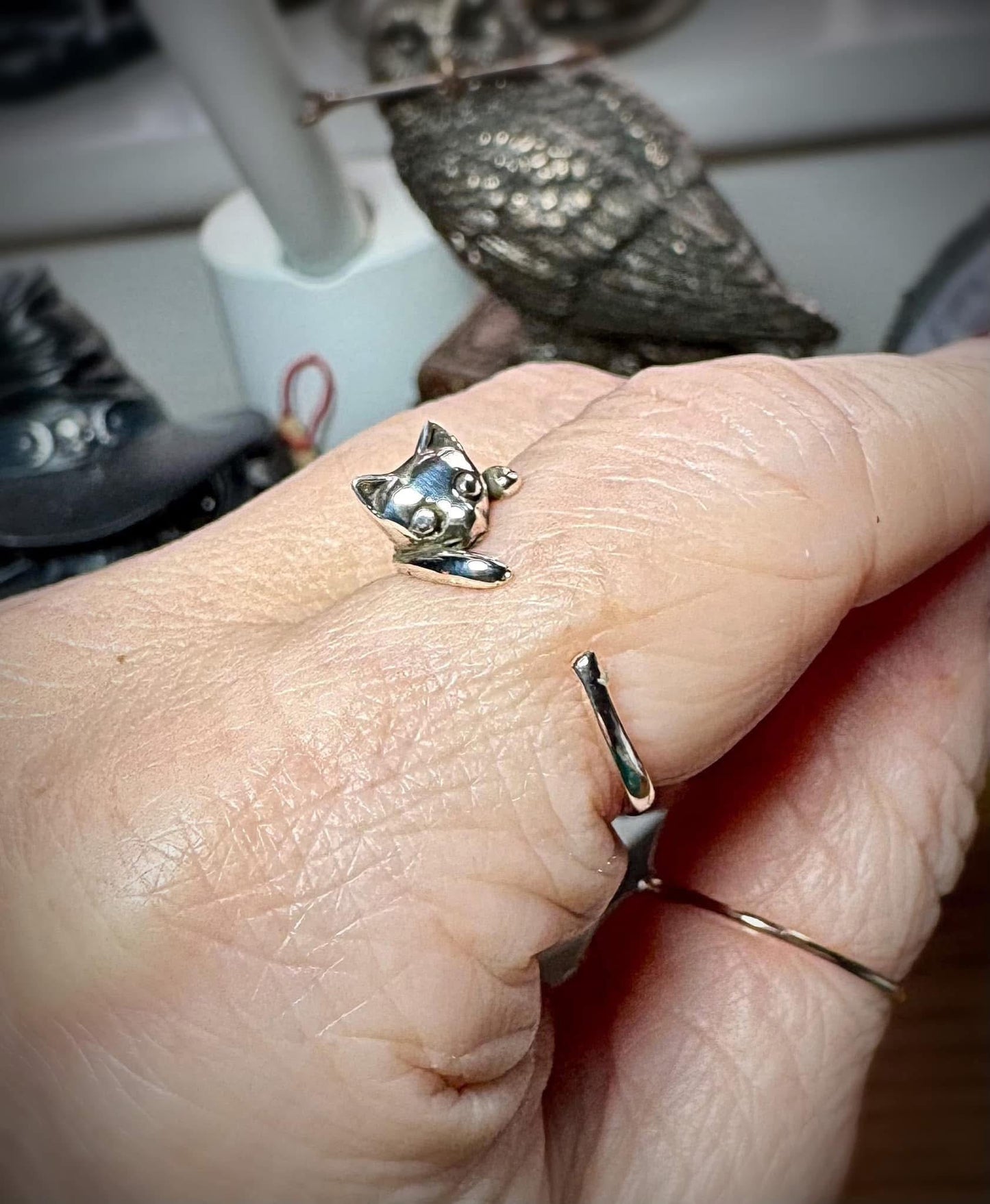 STERLING SILVER CAT RING