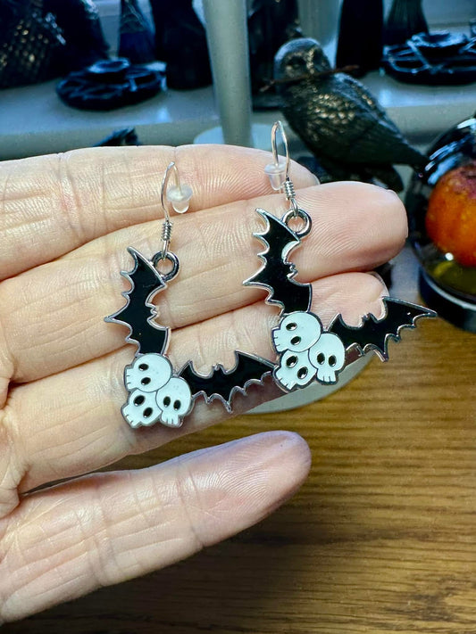 BAT WINGS WITH SKULLS EARRINGS