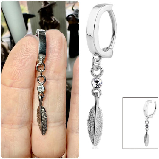 STAINLESS STEEL BELLY RINGS WITH FEATHER