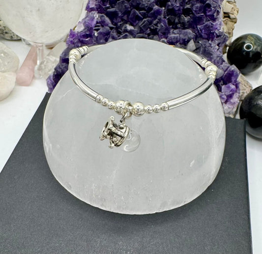 STERLING SILVER CRYSTAL BALL BRACELET