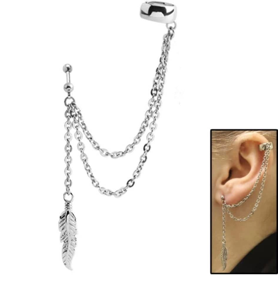 SURGICAL STEEL FEATHER EAR CUFF