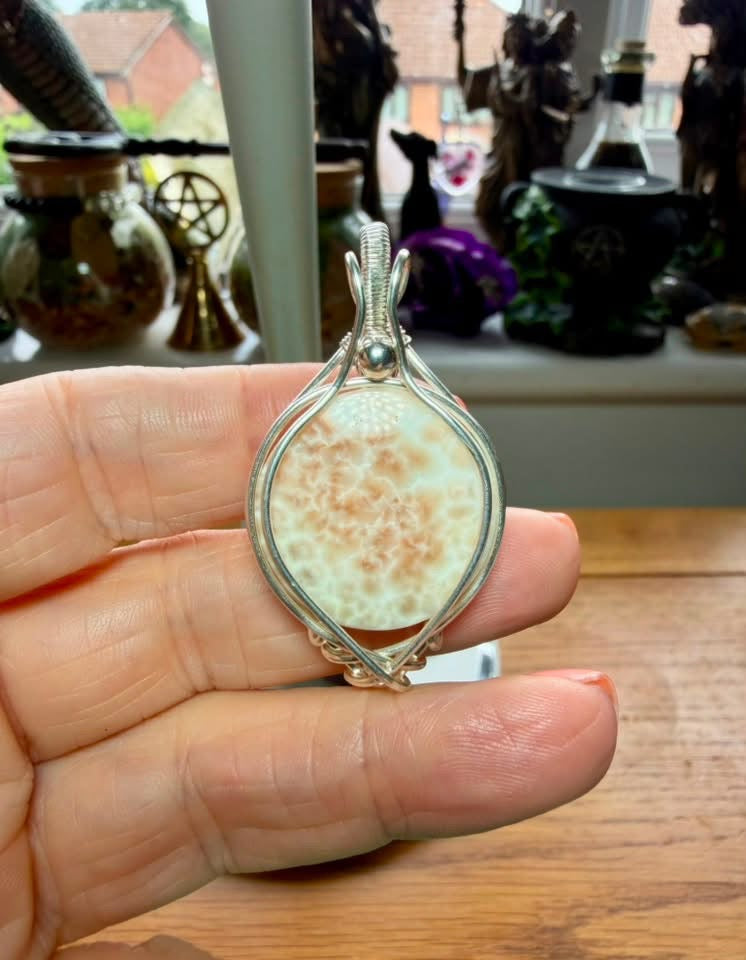 NATROLITE PENDANT (aka Pink Larimar)
