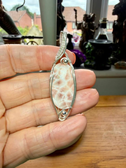 NATROLITE PENDANT (aka Pink Larimar)