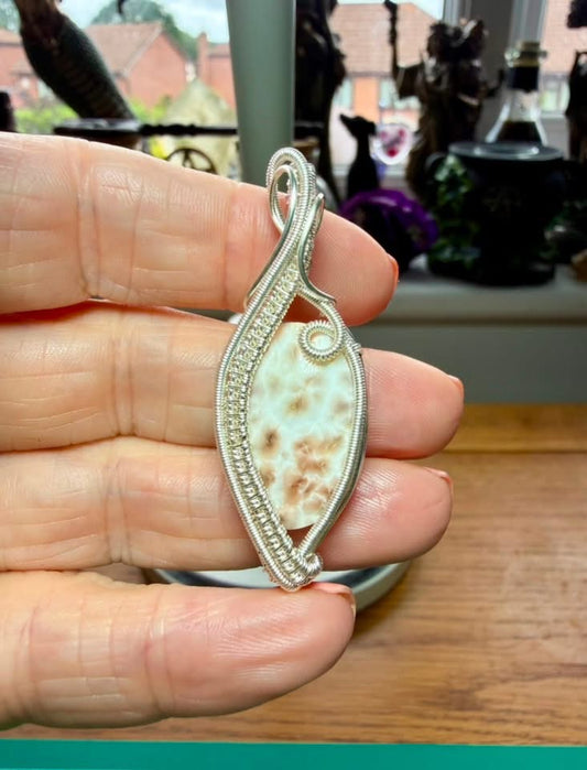 NATROLITE PENDANT (aka Pink Larimar)
