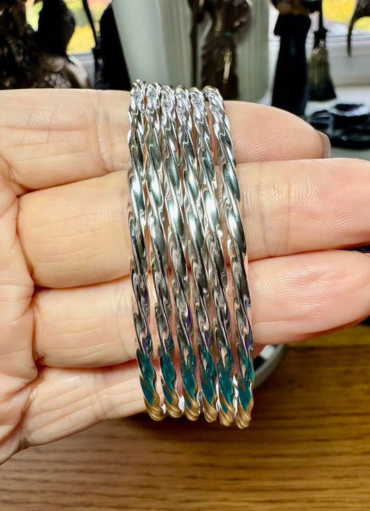 STERLING SILVER TWISTED BANGLES