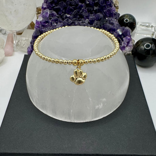 YELLOW GOLD BRACELET WITH PAW CHARM