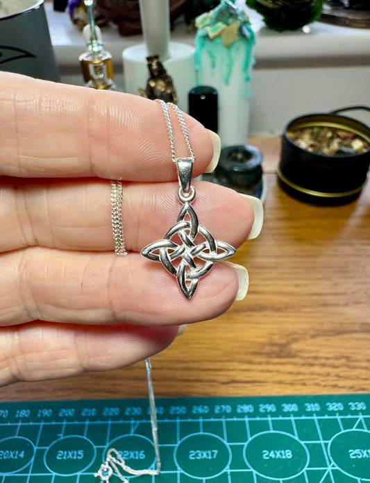 STERLING SILVER WITCHES KNOT NECKLACE