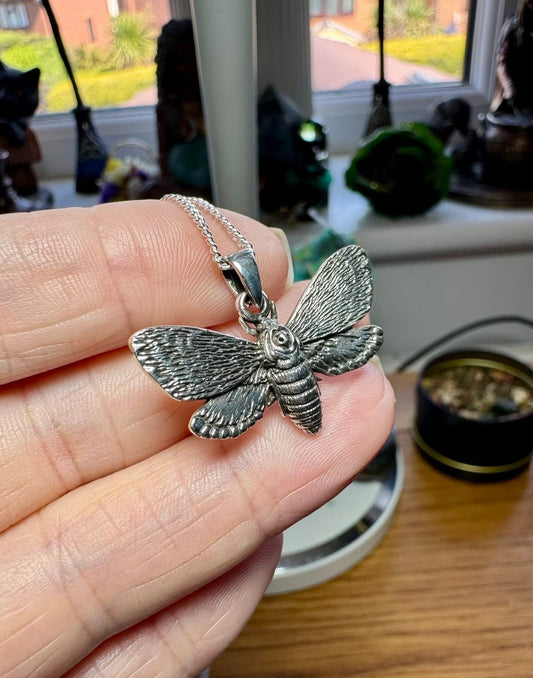 STERLING SILVER DEATH HEAD MOTH NECKLACE