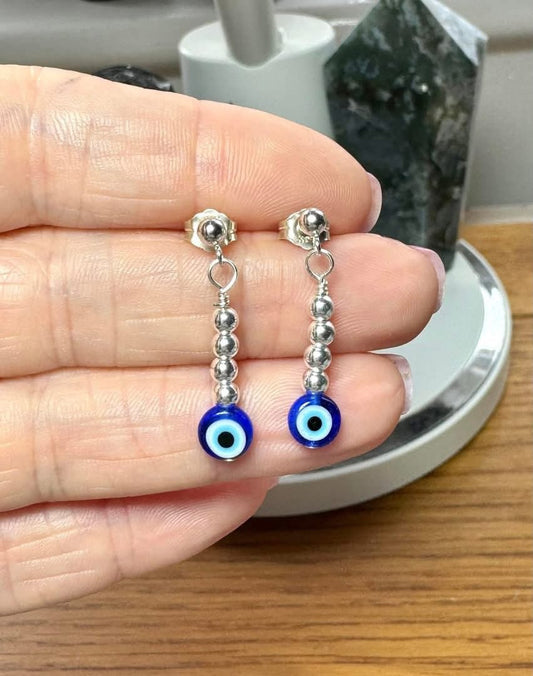 STERLING SILVER EVIL EYE EARRINGS