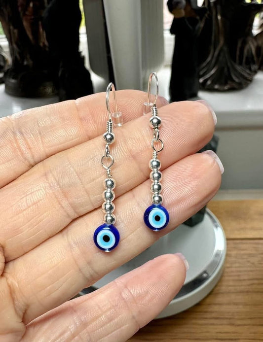 STERLING SILVER EVIL EYE EARRINGS