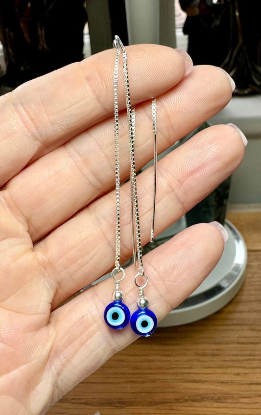 STERLING SILVER EVIL EYE EARRINGS