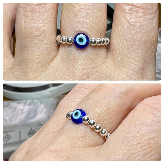 STERLING SILVER EVIL EYE RING