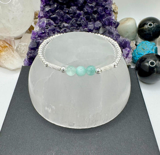 GARNIERITE AND STERLING SILVER BRACELET