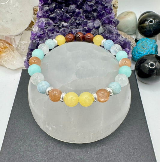 SUMMER GEMSTONE AND STERLING SILVER BRACELETS